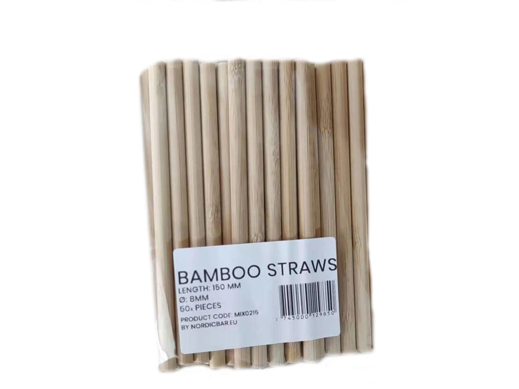 Bambus sugerør 8x150 mm (50 stk)