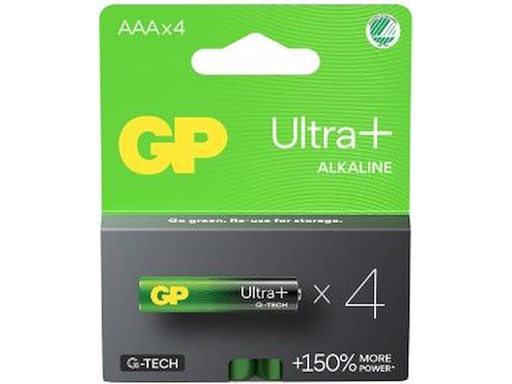 Batteri AAA 1,5V, GP Ultra Plus, Alkaline, LR03, 4stk/pk